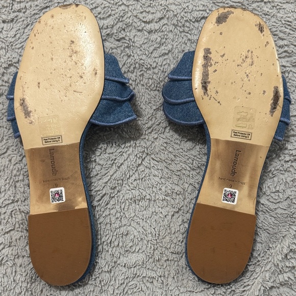 Larroude Blue Ruffle Slide Sandals - Picture 2 of 3